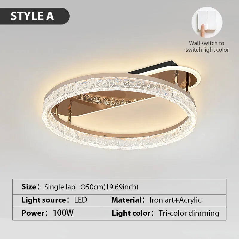 Lámpara de cristal acrílico moderno para sala de estar