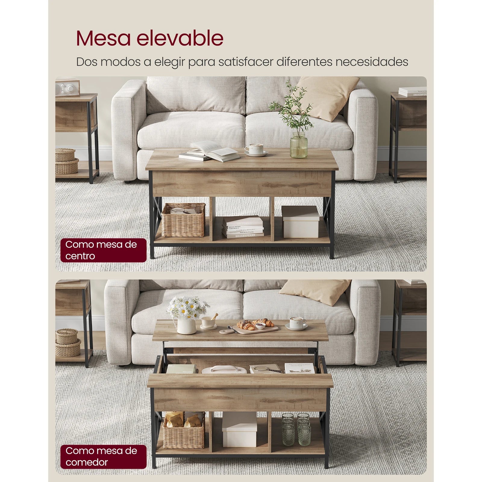 Mesa de salón elevadora VASAGLE