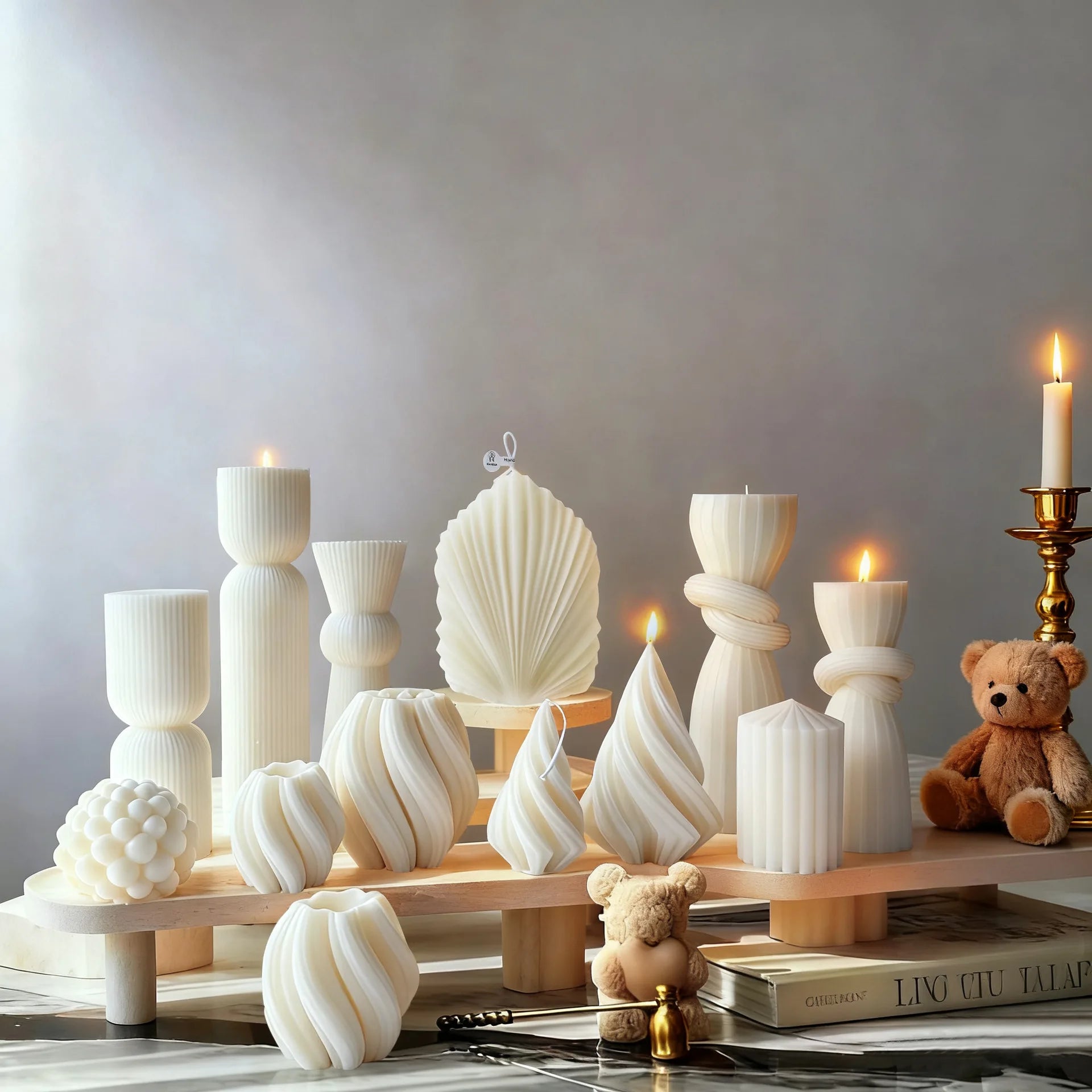 Velas aromáticas con formas geométricas
