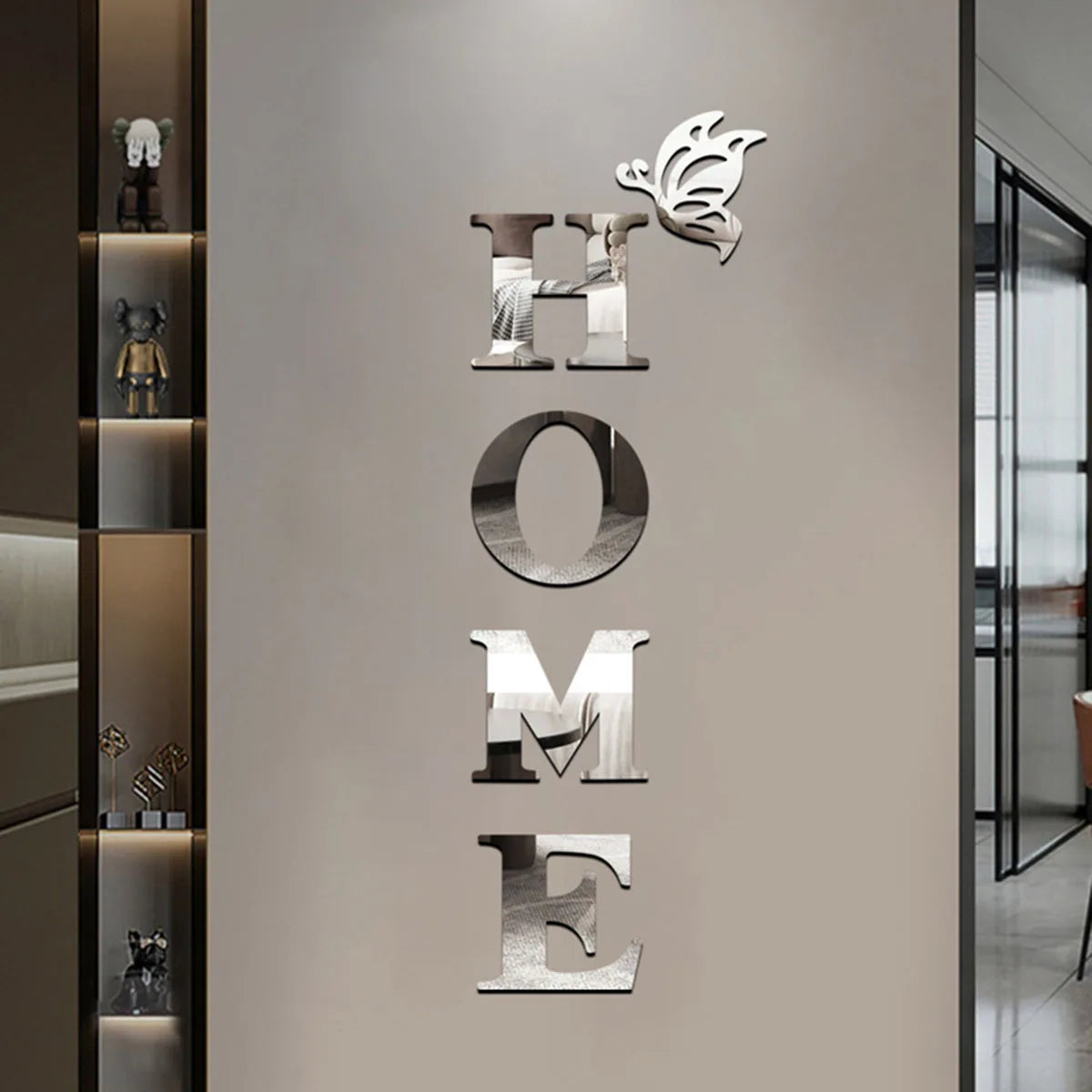 Pegatina de pared con espejo 3D, decoración de entrada