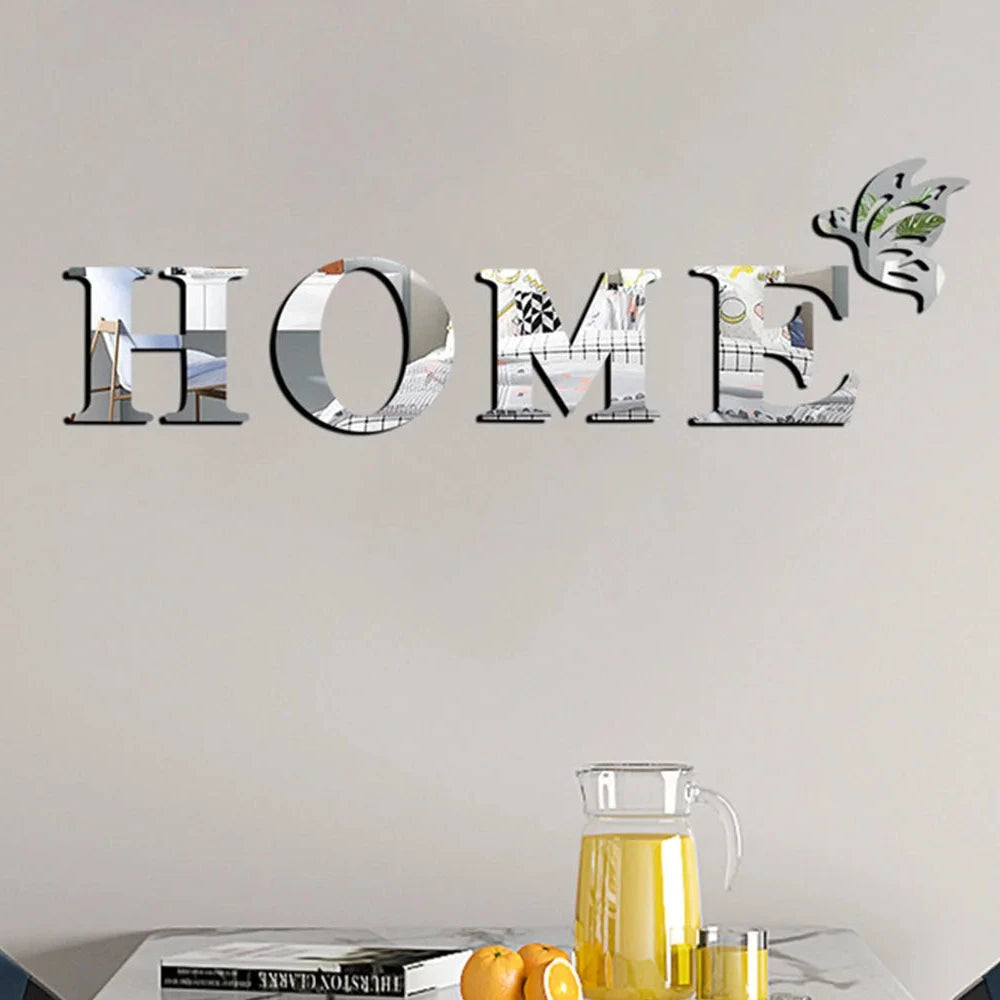 Pegatina de pared con espejo 3D, decoración de entrada