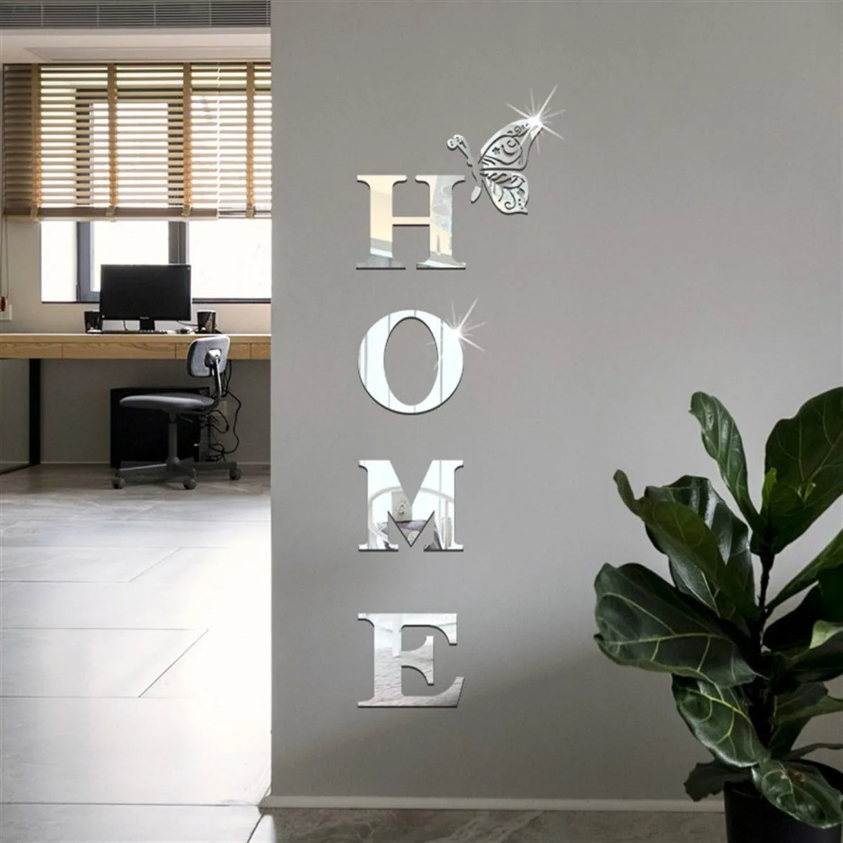Pegatina de pared con espejo 3D, decoración de entrada