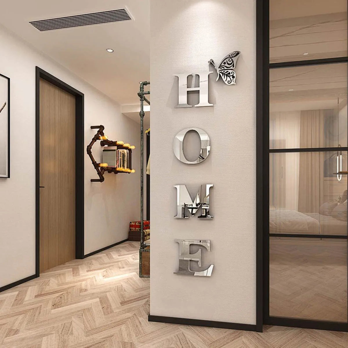 Pegatina de pared con espejo 3D, decoración de entrada